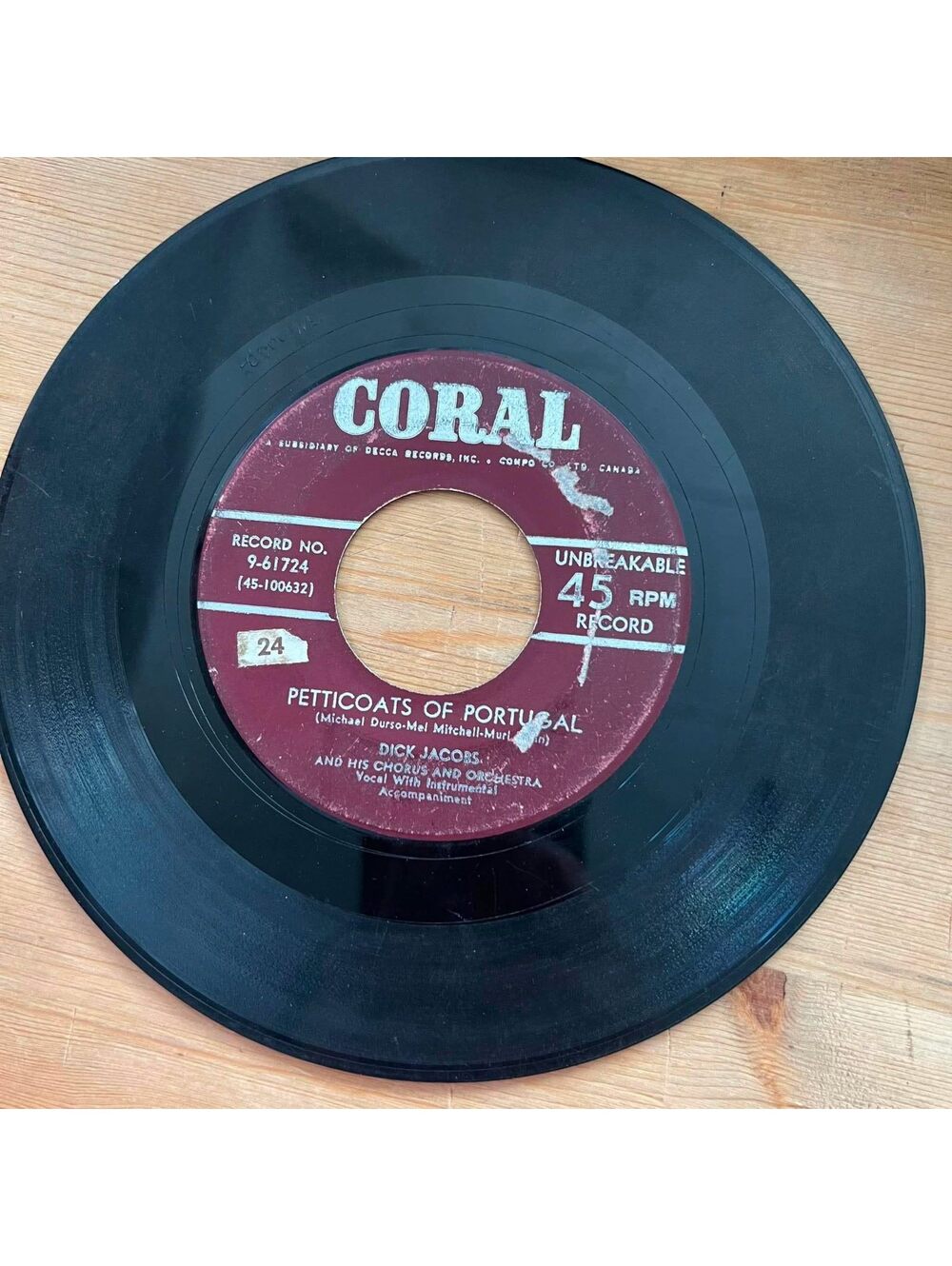 Dick Jacobs and his Chorus and Orchestra - Petticoats of Portugal 45rpm VG+ R08